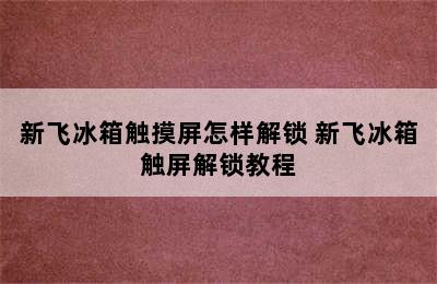 新飞冰箱触摸屏怎样解锁 新飞冰箱触屏解锁教程